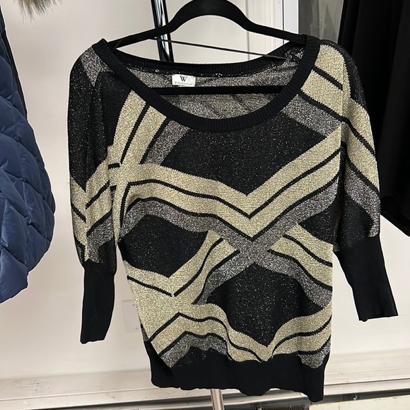 Worthington, black silver and gold lightweight sweater size extra large